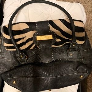 Bradley Mischka Leather and Animal Print Purse